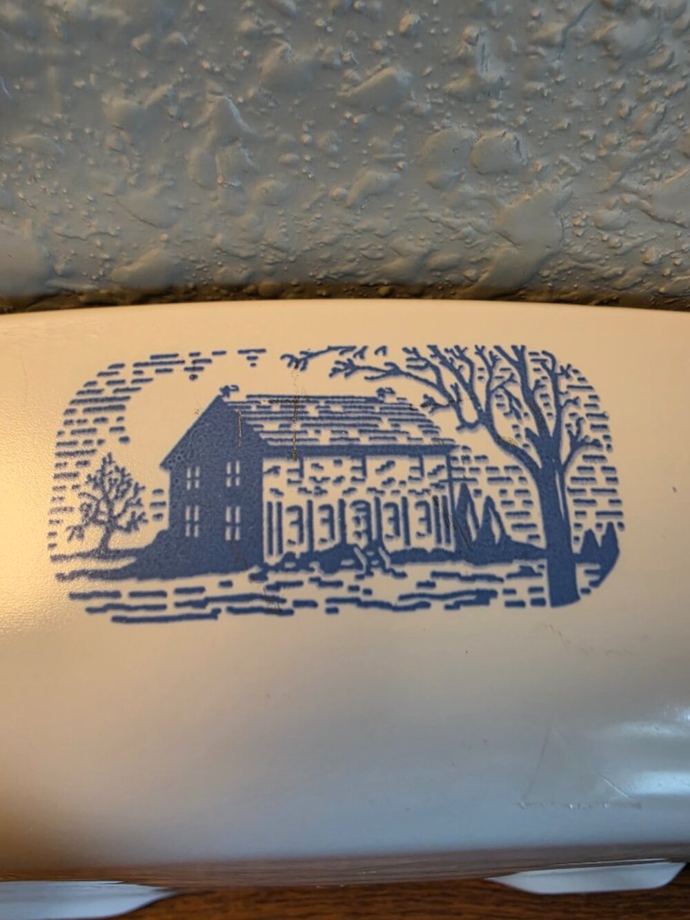 Vintage CorningWare Amana Radarange Browning Skillet-Colonial Blue House Pattern